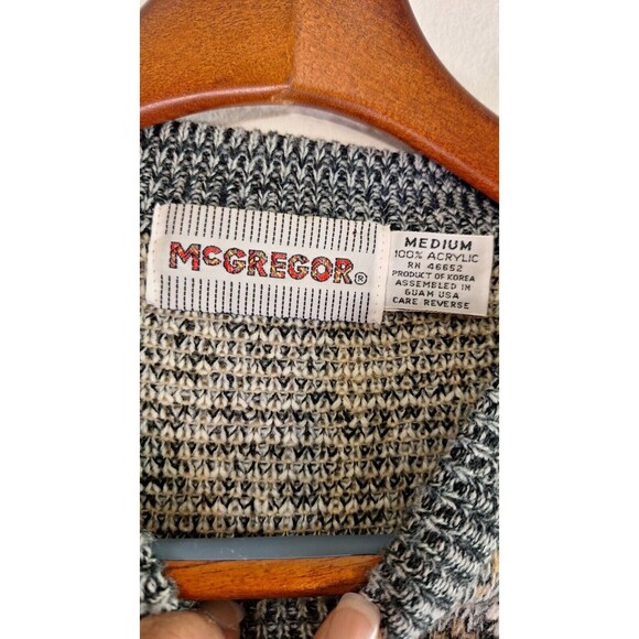 Vtg 90's MEGREGOR Cable knit Fisherman Sweater Men Sz M Grandpa Cosby Office - Picture 3 of 8